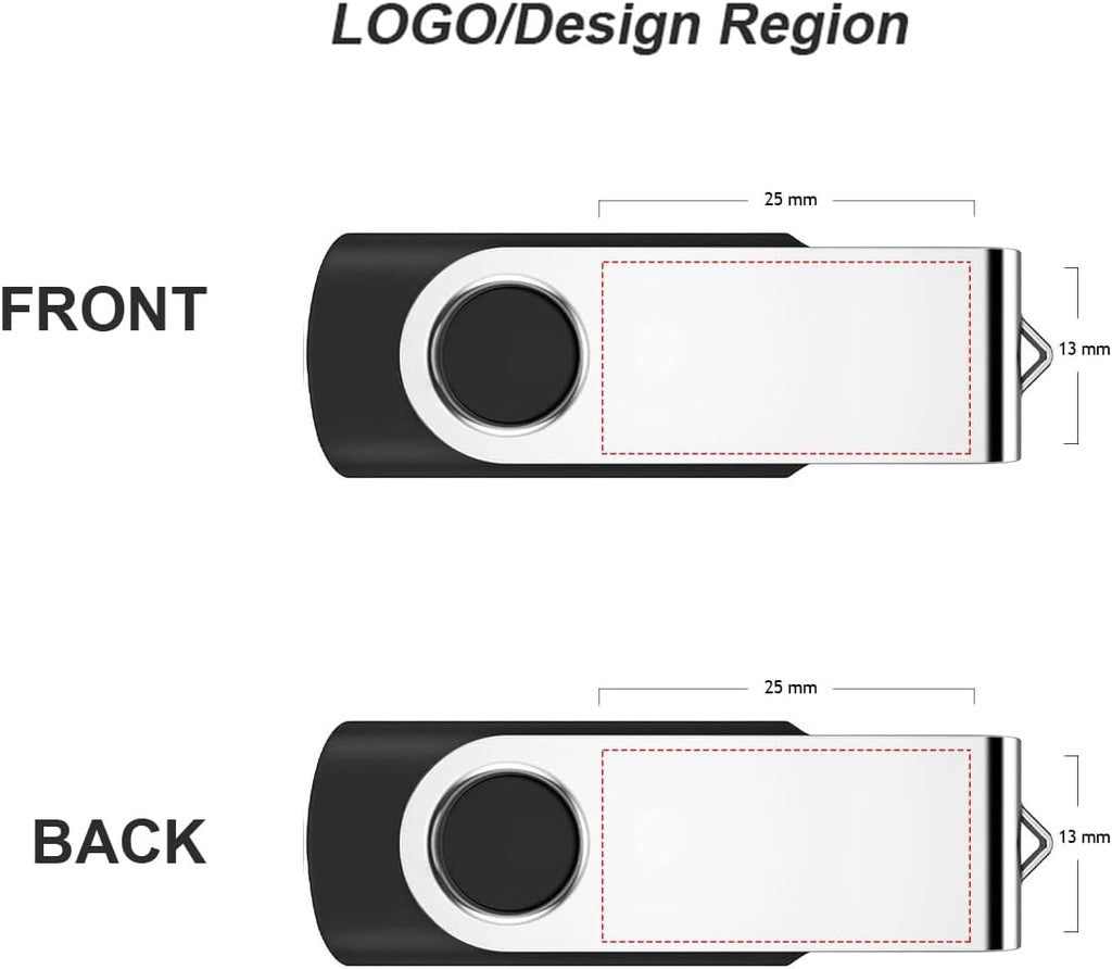 Personalized Flash Drives 256MB, Wooolken Customizable USB 2.0 Thumb Drives 10/20/50/100 Pack, Logo Memory Stick Custom Flash Drive Engraved Logo (Mixcolors)