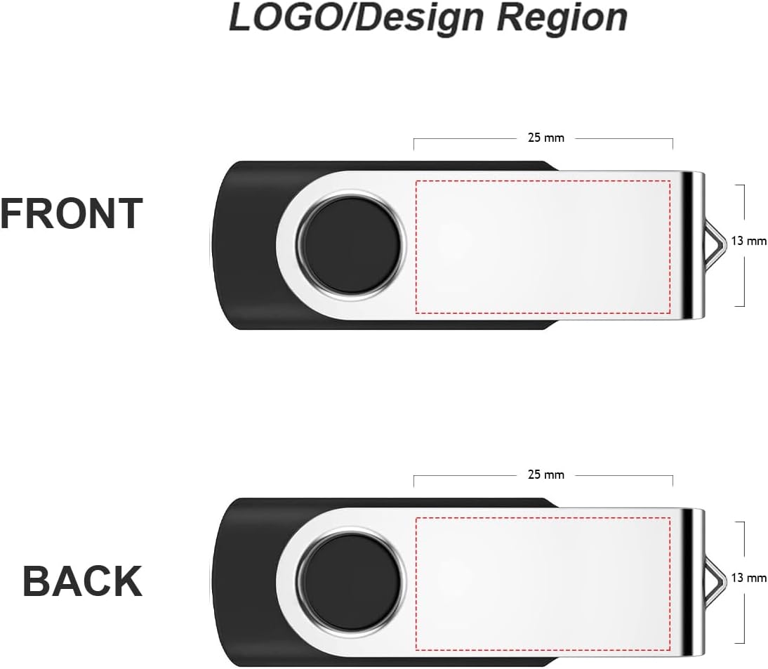 Personalized Flash Drives 64GB, Wooolken Customizable USB 2.0 Thumb Drives 10/20/50/100 Pack, Logo Memory Stick Custom Flash Drive Engraved Logo (Mixcolors)