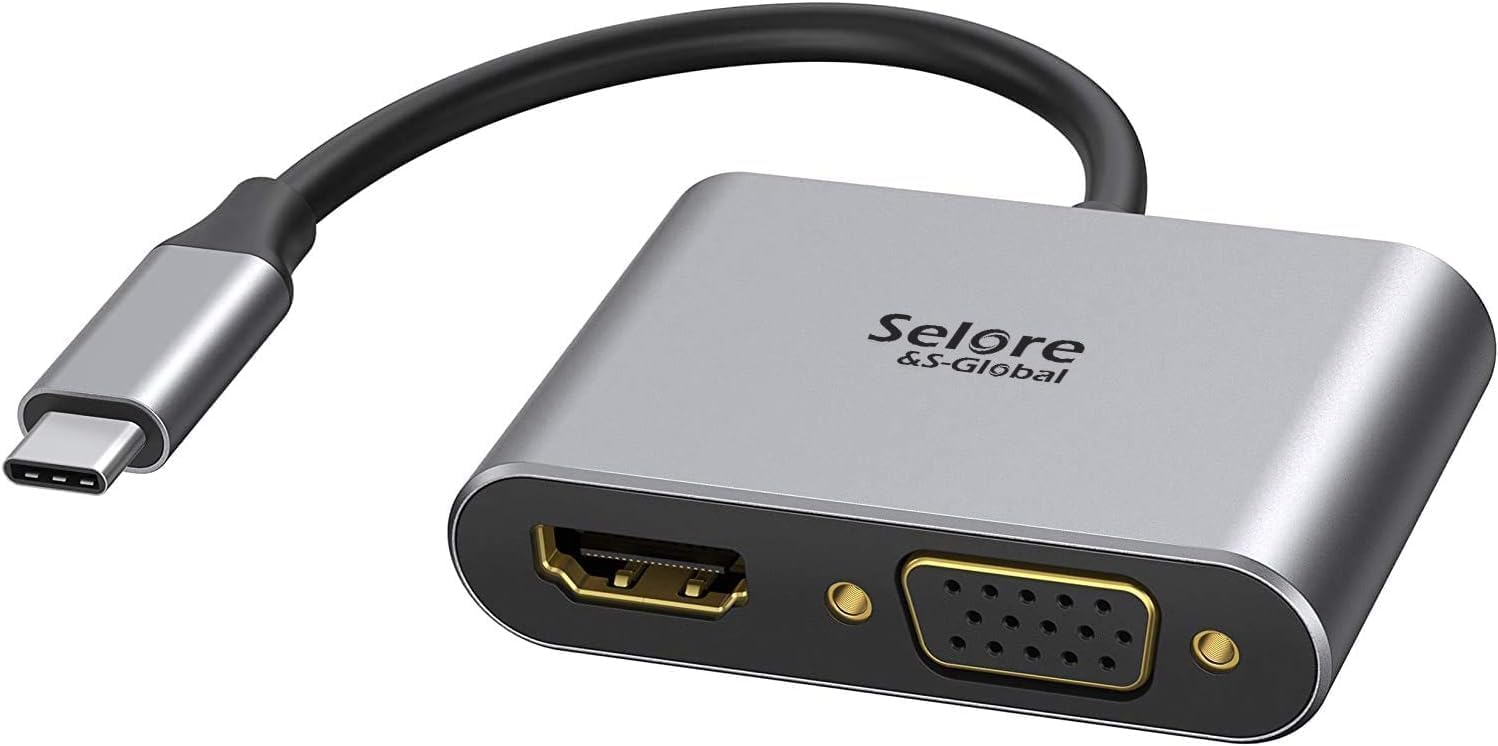 USB C to HDMI VGA Adapter,USB Type C to VGA HDMI Thunderbolt 3 VGA Adapter for MacBook Pro/iPad Pro/Air 2020 2019 2018,Dell XPS 13/15,Surface Pro, Galaxy S8/S9, Huawei P20