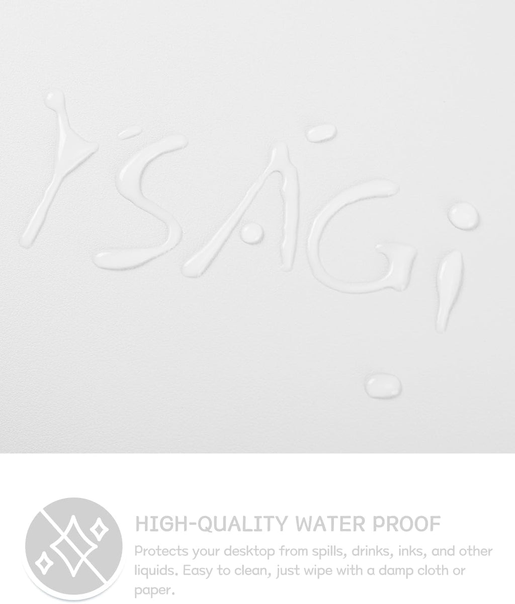 YSAGi Non-Slip Leather Desk Pad Long Size, Waterproof Laptop Computer Desk Keyboard Mat, Table Protector Blotter Mat, Large Mouse Pad for Office/Work/Home/Decor(White, 47" x 17")