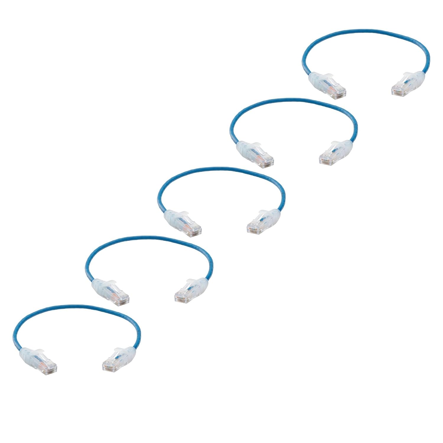 TRUECABLE Cat6 Component Rated Patch Cable, Unshielded (U/UTP), 1ft, Blue, 28AWG Solid Copper, Snagless 10G High-Speed Ethernet Cable, PoE++ 4PPoE 100W, UL Listed, RoHS-3, 5 Pack