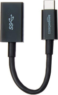 Amazon Basics USB 3.1 USB-C to USB-A Female Adapter Cable Converter, 5Gbps High-Speed, USB-IF Certified, for Laptops, Tablets, Phones (iPhone 16/15), Black