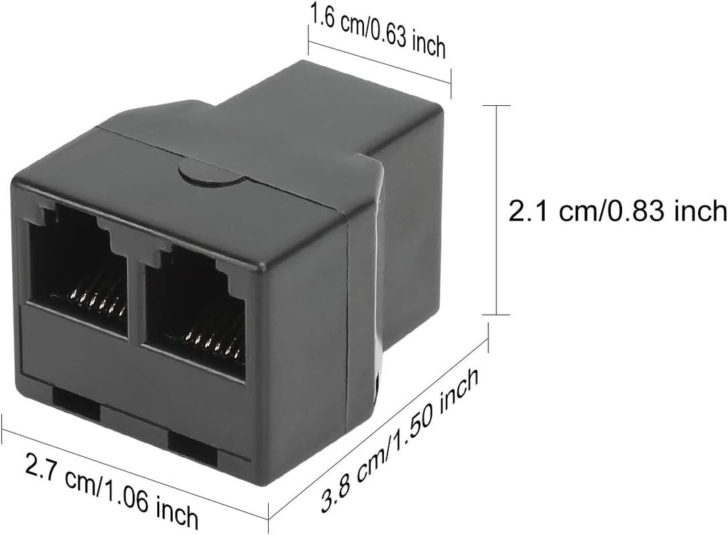 Uvital RJ12 6P6C 1 Female to 2 Female Telephone Line Splitters, Telephone Landline Cable Connector and Separator(Black,4 Pack)