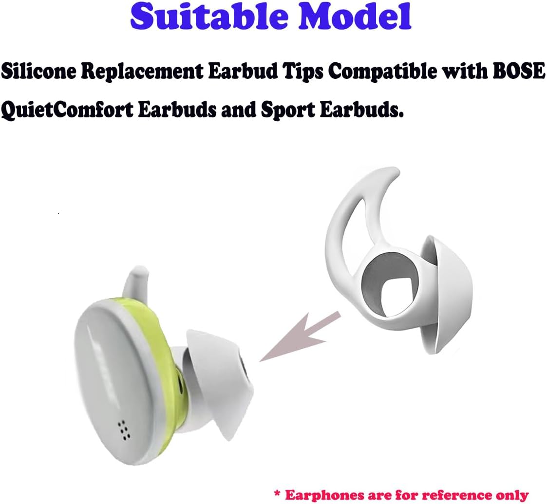 3 Pairs Earbuds Replacement Tips Large，Silver Earbud Tips ，Silicone Eartips Compatible with Bose QuietComfort and Sport Earphones