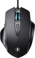Wired Mouse, USB Mouse Wired with 6 Buttons Ergonomic Design,1.5M USB Cable Computer mice 7200DPI Optical Mice for PC Laptop, Matte Black