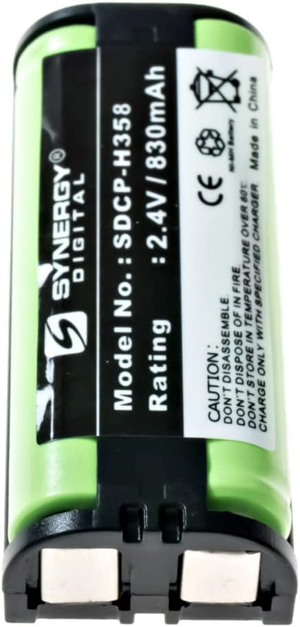 Synergy Digital Cordless Phone Battery, Works with Panasonic KX-TGA670B Cordless Phone, (Ni-MH, 2.4V, 830 mAh) Ultra Hi-Capacity, Compatible with Panasonic HHR-P105 Battery