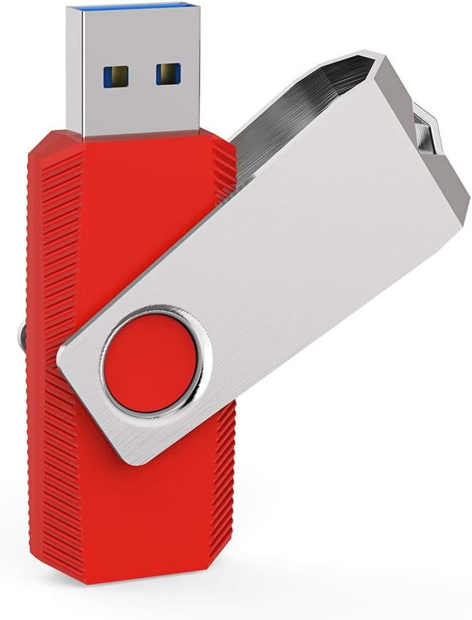Aiibe 5 Pack 32GB Flash Drive USB Flash Drive USB 2.0 Thumb Drive Swivel U Disk Memory Stick 32 GB Multi Pack USB Drives with Led Light (32G, 5 Colors: Black Red Cyan Green Purple)