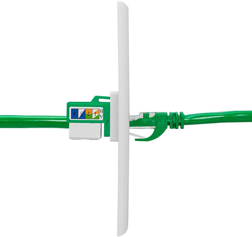 Cmple - RJ45 Keystone Jack 90 Degree Cat6 Keystone Jack Insert Punch Down RJ45 Connectors Female for Wall Plates, Patch Panels, Patch Cables, Ethernet Cables - Green