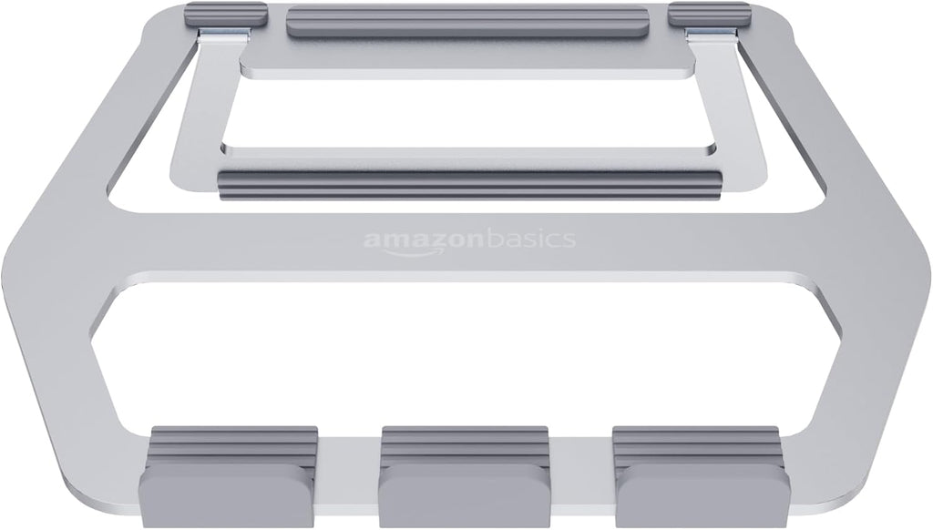 Amazon Basics Aluminum Portable Foldable Height Adjustable Support Stand for Laptops up to 13", Silver