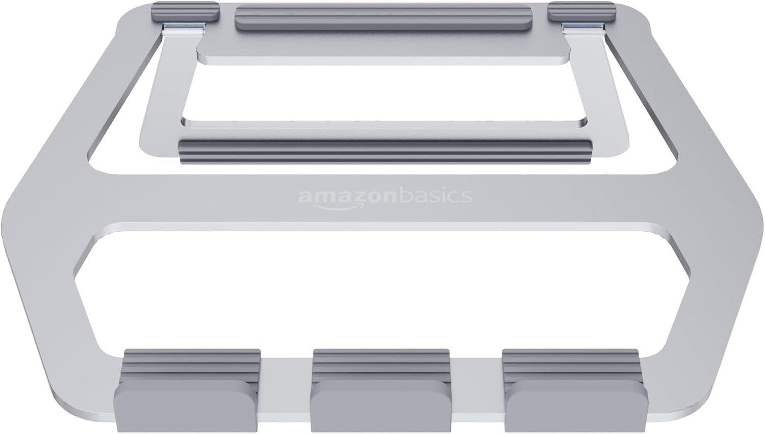 Amazon Basics Aluminum Portable Foldable Height Adjustable Support Stand for Laptops up to 13", Silver