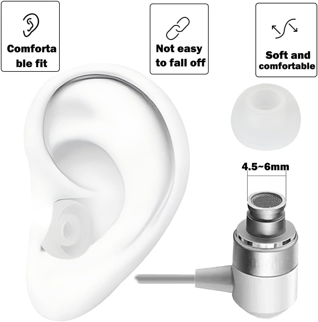 9 Pairs White Earbud Tips,Replacement Headphone Covers, Soft Rubber Tips Compatible with Powerbeats 2/3 LG Samsung Earbuds