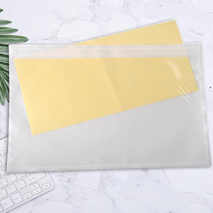 LabelMore 200 pcs 6" x 9" Clear Plastic Adhesive Packing List Envelope Mailing - Image 5