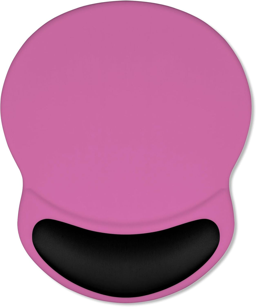 ITNRSIIET Ergonomic Mouse Pad with Comfort Gel Wrist Rest, Non-Slip PU Base, Smooth Textured Surface, Reduces Hand Fatigue & Wrist Pain, 8.7 x 7.2 Inch for Office Gaming Home, Black-Pink Contrast
