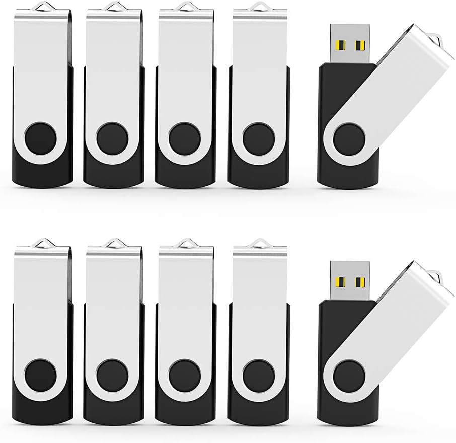 Aiibe 2GB Flash Drives 20 Pack 2GB USB Flash Drive Bulk USB 2.0 Thumb Drives Swivel Zip Drive (2 GB, Black)