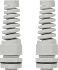 LeMotech 2Pcs NPT 1/2" IP68 Waterproof Cable Gland Flex Spiral Strain Relief Grey Nylon Joint with Gaskets for 6-12mm Wire Thread