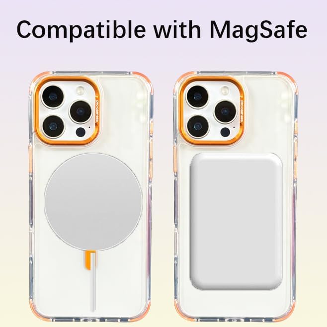 Cases for iPhone 16 Pro with 62.99 inch Lanyard Strap, Compatible with MagSafe, Classic Clear&Orange Phone Cover Non-Yellowing, Hands-Free Phone Case Drop&Shockproof, Adjustable Phone Lanyard