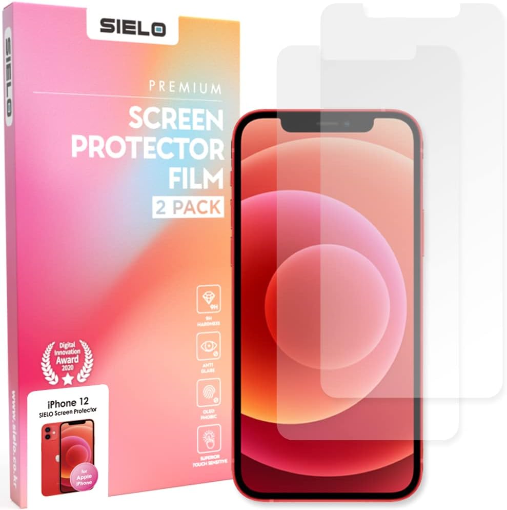 SIELO 2 Pack Matte Screen Protector for iPhone 12, 9H Hardness Shatterproof & paper-feel PET Film, Anti-Glare & Anti-Fingerprint Case Friendly iPhone 12 Paper Screen Protector Film.