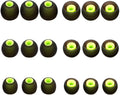 Earbuds Replacement Tips Silicone Earbud Tips Ear Gels Fit for Inner Hole from 3.8mm - 5.1mm Earphones 9 Pairs S/M/L Black-Green