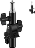 WELLMAKING U-Shape Camera Flash 180°Swivel Mount Bracket with Standard 1/4 to 3/8 inch Metal Male Screw Spigot Stud Compatible for Umbrella Softbox Reflector Holder Stand for Video Light Studio Light