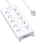 TROND Surge Protector Power Strip, 4000J, ETL Listed, 10 Widely Spaced Outlets, 2 USB C and 2 USB A Ports, Flat Plug 5ft Extension Cord, Wall Mountable, Under Desk Power Strip for Home Office, White
