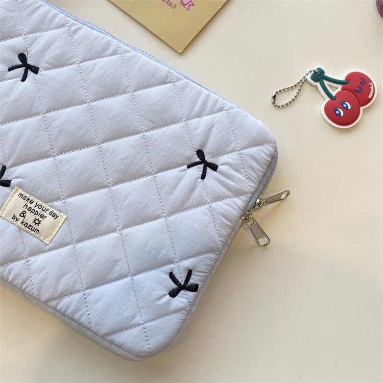 Cute Bow Graphic Carrying Laptop Bag Y2K Preppy Laptop Sleeve Case Bag Kawaii Pad Computer Protect Case Pouch (15-15.6 inch,Blue)