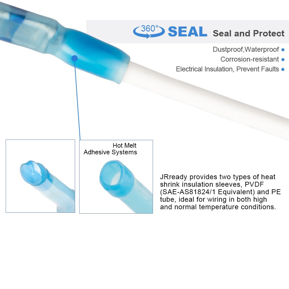 JRready ST6488-12-100 M81824/1 Series Waterproof Heat-Shrinkable Splice Kit 100Sets Butt Crimp Splices16-12AWG with PVDF Tubes Butt Splice Connectors with ACT-232 Crimp Tool G411 Go-No Go Gauge