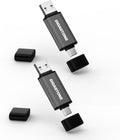 GIGASTONE 256GB Dual Flash Drive (2 Pack) Z40 USB 3.2 Gen 1, 2-in-1 Type-A & Type-C, 100MB/s Ultra Fast, Head Cap Design, Plug & Play for Smartphone/PC/Mac/TV/Car Audio, USB 2.0/3.0/3.1 Compatible