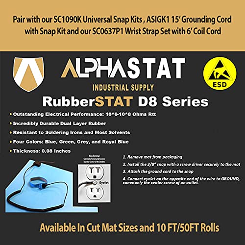 RubberStat Dual Layer ESD Workstation Rubber, Soldering, Cell Phone Repair - 36"x50' Grey