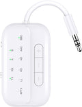 Bluetooth Transmitter Receiver, 2-in-1 V5.3 Wireless Adapter for Airplane, TV, PC, Gym, Switch. Supports up to 2 AirPods/Headphones. Audio Receiver for Car/Home Stereo,with AptX Low Latency & HD
