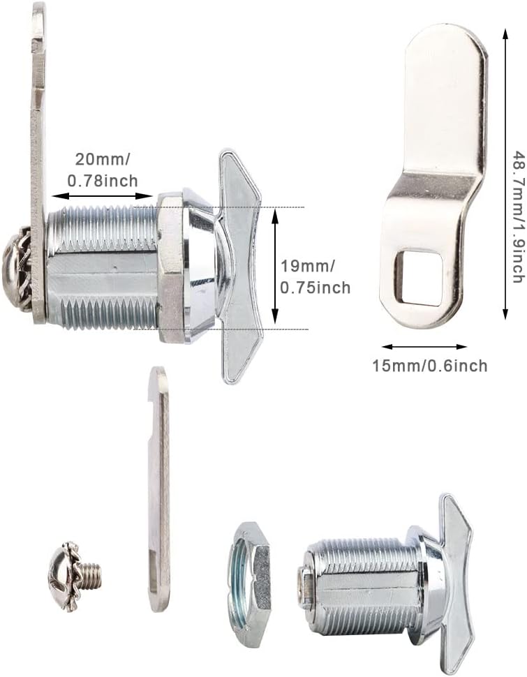 Thumb Operated Offset Cam Lock,Replacement Keyless Compartment Latch, Non-Locking Compartment Lock for RV, Camper, Vehicles, Storage Door Cabinet Mailbox Drawer(Color:L: 19 x 20mm)