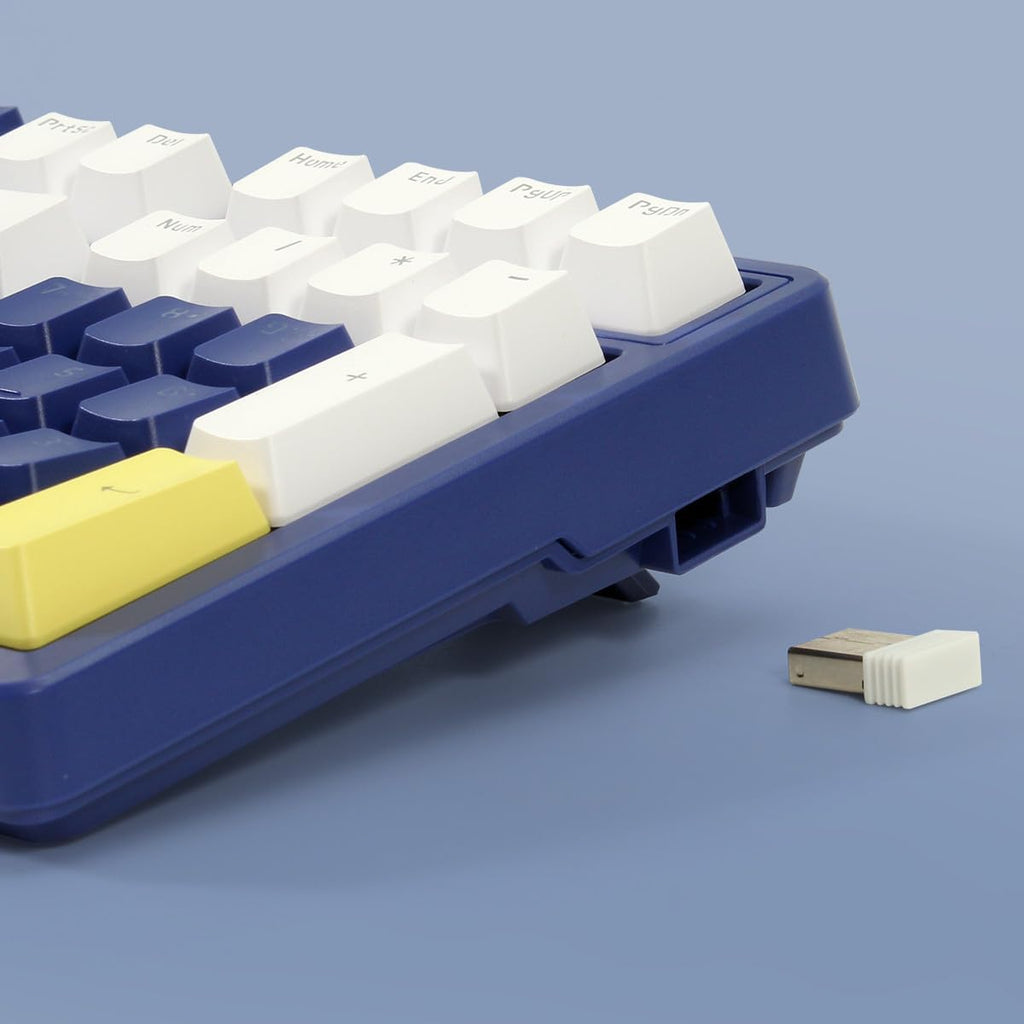 Wireless Mechanical Keyboard, Triple Mode 2.4G/USB-C/BT Gaming Keyboards 100 Keys Ice-Blue Backlit, Brown Switch Keyboard | Rechargeable Mechanical Gaming Keyboards | Blue/White/Yellow