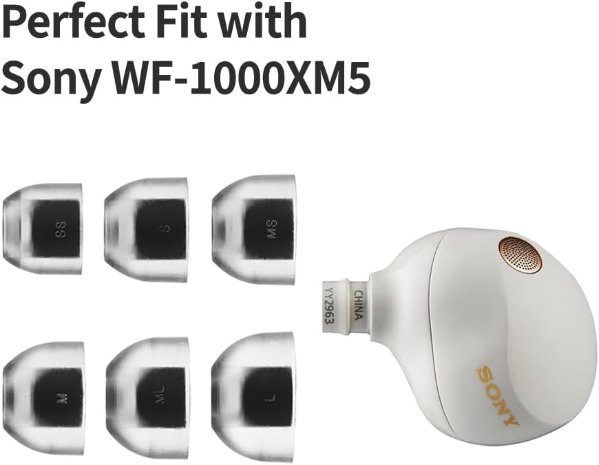 AZLA SednaEarfit Crystal Standard 2 - Earbud Tips for Wireless Headphones - Noise Canceling Earbuds Replacement Tips Eartips Compatible with Sony WF-1000XM5, Beats, Sennheiser, Jabra (2 Pair, SS)