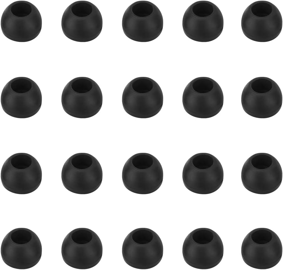 Silicone Medium Replacement Ear Tips - Eartips for In-Ear Headphones - Rubber Tips Earbud Covers - 10 Pairs (Black)