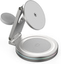 Foldable 360º Rotatable Zinc Alloy 3-in-1 Magnetic Wireless Charger,3 in 1 Charging Station,Charging Stand,15W for iPhone 12-16,for Apple Smartwatches, AirPods (Adapter Included) (White)