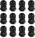 Cable Gland 12 Pack 1/4" NPT Waterproof Adjustable Connector Strain Relief Cord Connectors Joints Nylon with Gaskets…