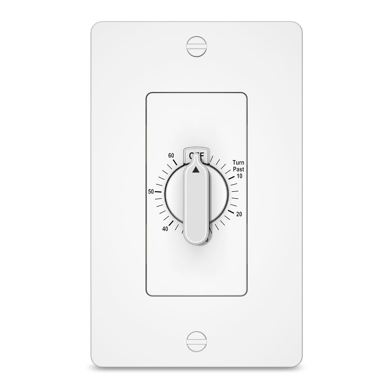HBN 60 Minute Spring Wound Countdown Timer Switch for Bathroom Exhaust Fan, in-Wall Mechanical Light Switch Timer, No Neutral Required, Wall Plate Included, ETL Listed