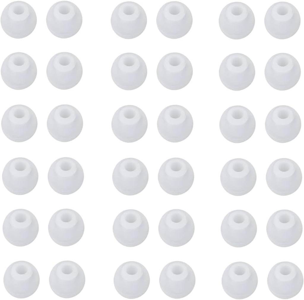 36 Pieces Small Earbud Tips Soft and Comfortable Ear Bud Replacement Pieces Silicone Fit Most in-Ear Headphones，Inner Hole 3.8mm -5.5mm，Small Clear White Replacement Eartips