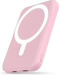 podoru for Magsafe Battery Pack, 5000mAh Magnetic Power Bank with Type-C Cable 20W PD Fast Charging Lighting Input Wireless Portable Charger for iPhone 16/15/14/13/12/ All Series-Pink