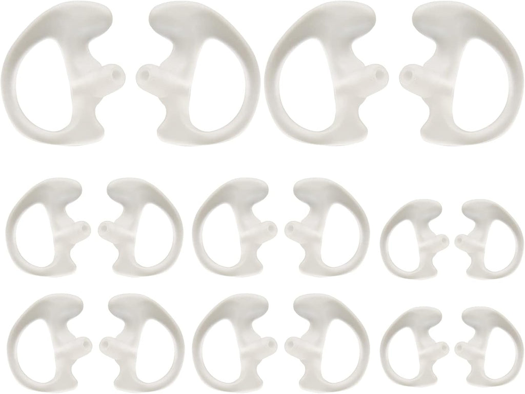 Universal Replacement Insert Silicone Soft Earmold for Baofeng Motorola Kenwood Retevis Midland Two Way Radios Headset (White, 8 Pair, Large_2 Pair; Medium_4 Pair; Small_ 2 Pair)