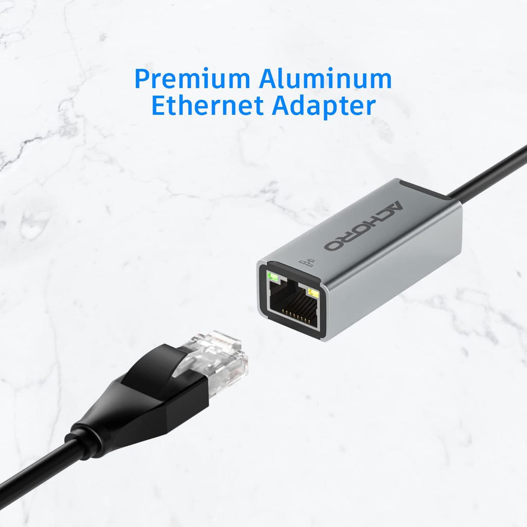 AChoro LAN to USB Adapter - USB A & C to Ethernet Port - Aluminium Alloy RJ45 Ports for PC, Mac