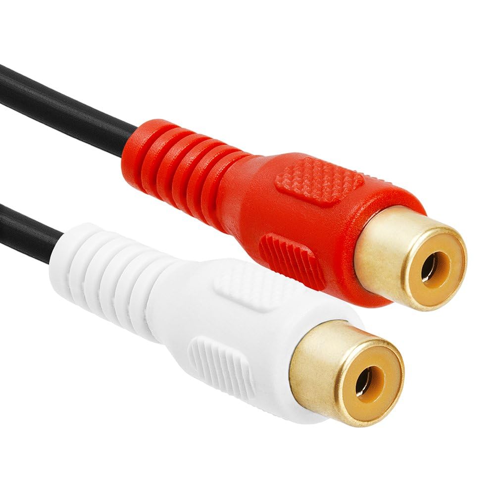 3.5mm 6 in Mini Plug to 2 RCA Female Audio Stereo Adapter 6 inch Cable