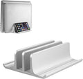 Vaydeer Aluminum Laptop Stand Double-Slot Adjustable Vertical Laptop Stand Newly Designed 2 Slot Desktop Holder for All MacBook/Chromebook/Surface/Dell/iPad Up to 17.3 Inches, Silver