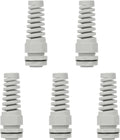 LeMotech 5Pcs NPT 1" IP68 Waterproof Cable Gland Flex Spiral Strain Relief Grey Nylon Joint with Gaskets for 18-25mm Wire Thread