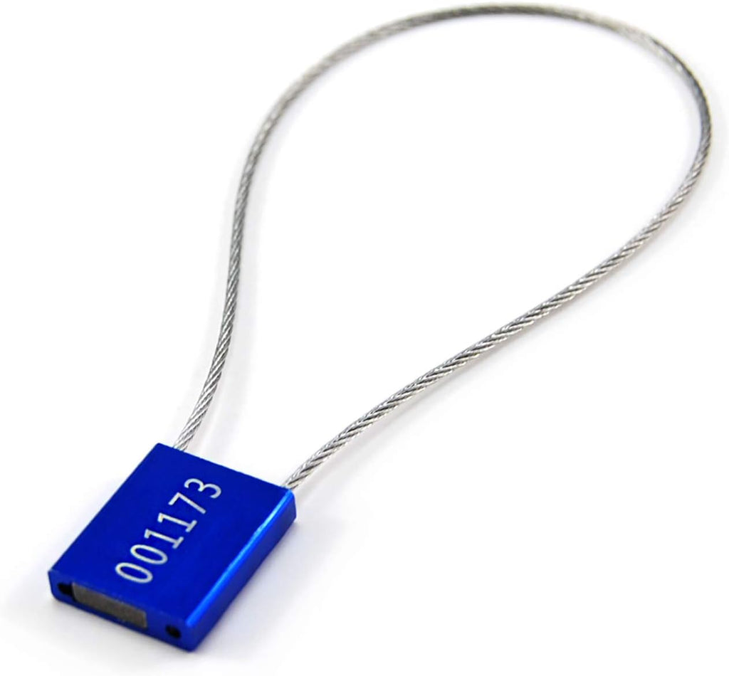 Pull Tight Numbered Steel Metal Security Cable Seals Alumium Body Anti-Tamper Shipping Self-Locking Tags for Container, Cargo, Trailer, Vans, Oil Tank Truck ISO 17712 Standard (Pack of 50, Blue)