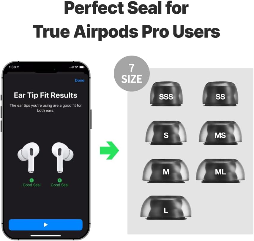 AZLA Crystal for Airpods Pro 1st & 2nd Gen (M) – Airpod Pro Ear Tip Replacement – Airpod Pro Tips with Premium Silicone
