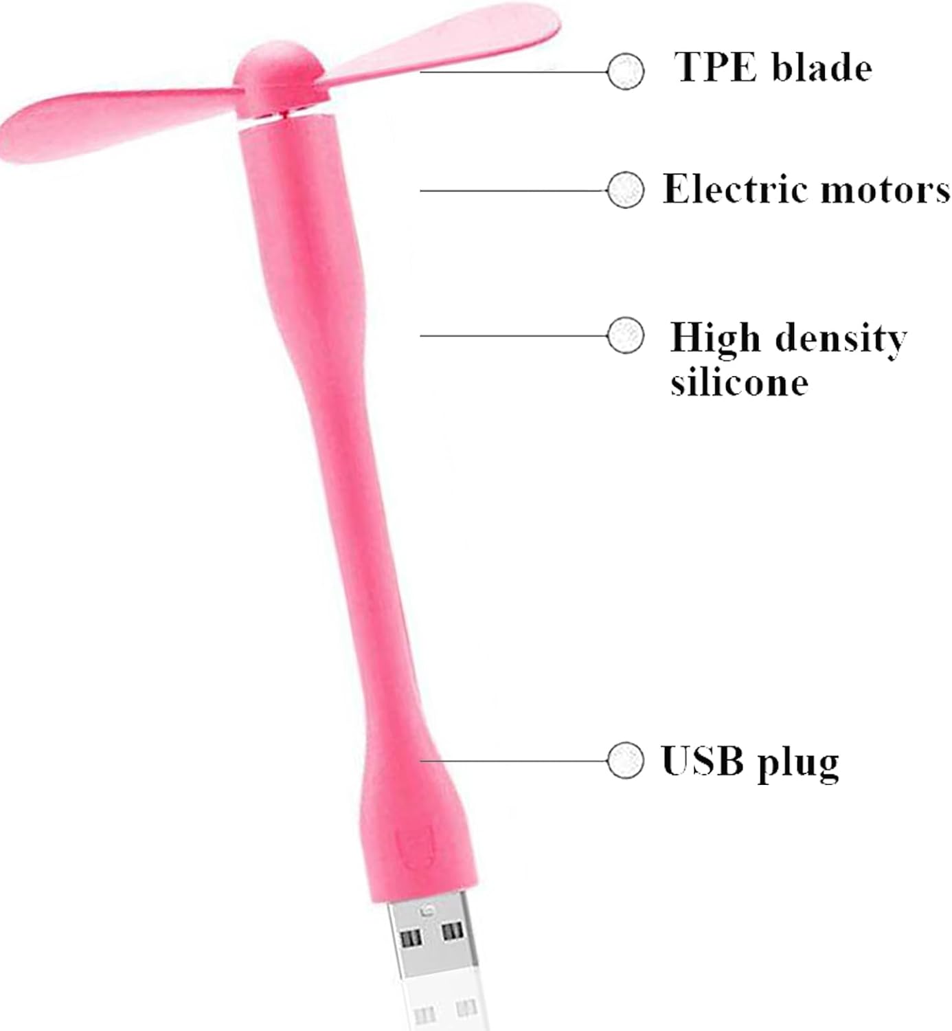 Mini USB Fan, Portable Pocket Fan USB-A Powered Little Cooler, Quiet Operation, for Home Office Car Outdoor Travel- 4 Pack (Pink)