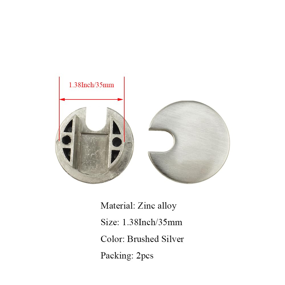 HAHIYO 2Pcs 1.38Inch/35mm Brushed Silver Zinc Alloy Desk Grommet Wire Grommet Cable Management Cord Hole Cover Desk Wire Hole Insert Wire Organizer for Computer Office Home School Equipment Systems
