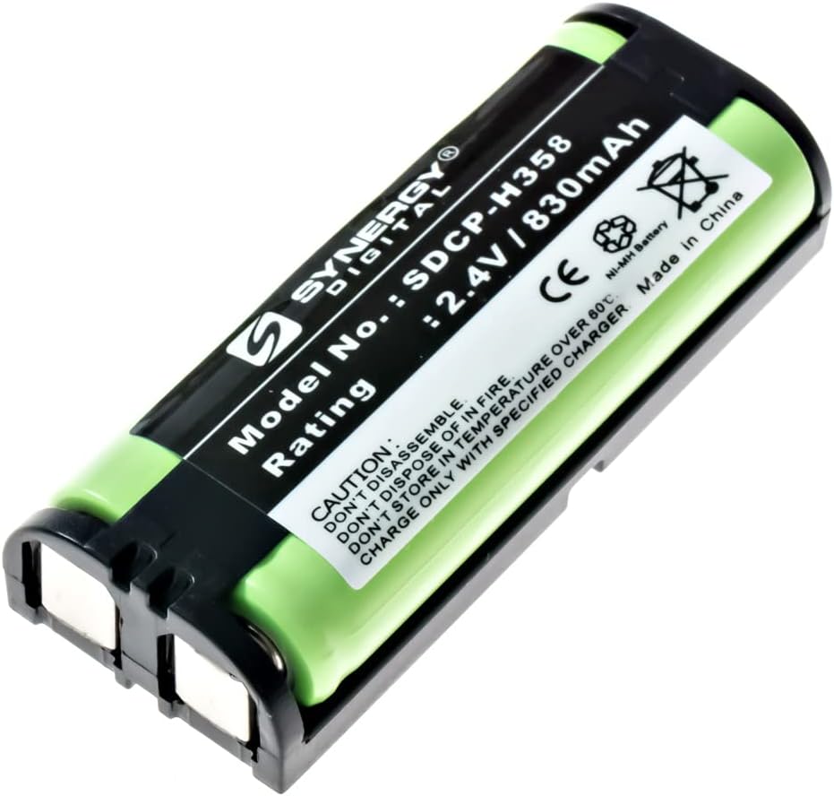Synergy Digital Cordless Phone Battery, Works with Panasonic KX-TGA670B Cordless Phone, (Ni-MH, 2.4V, 830 mAh) Ultra Hi-Capacity, Compatible with Panasonic HHR-P105 Battery