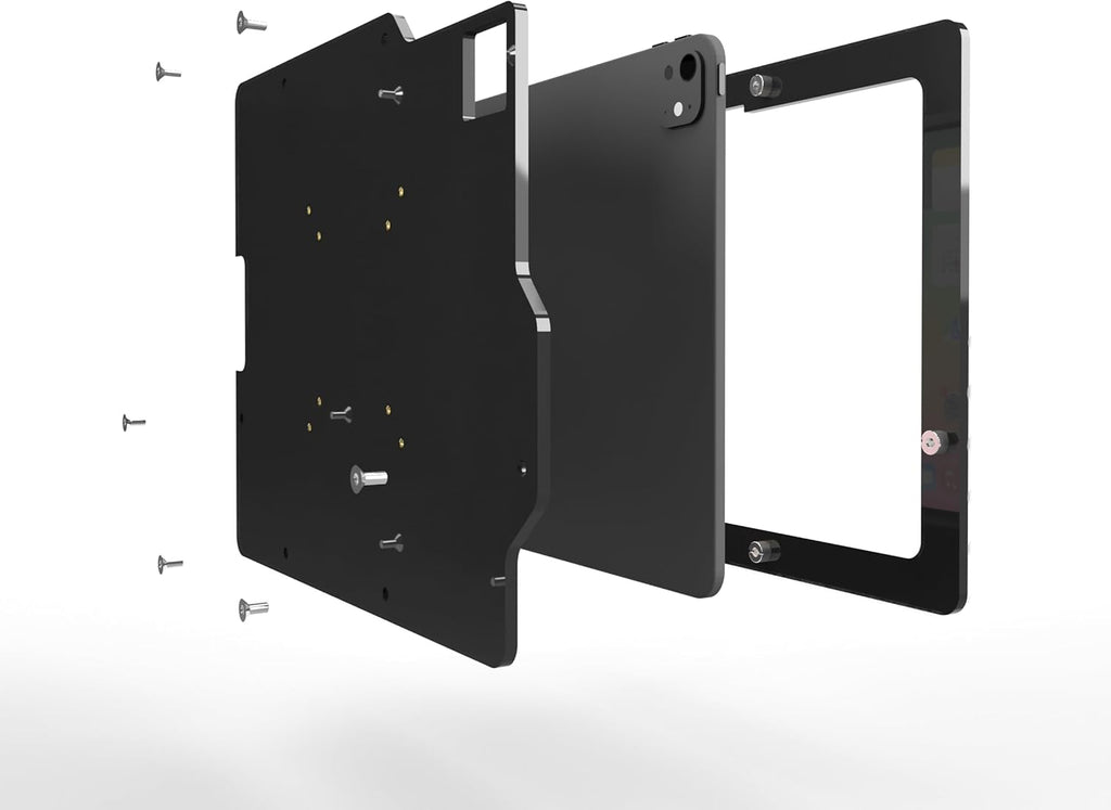 TABcare Anti-Theft Acrylic VESA Enclosure for Apple iPad Pro 13" 2024 with Free Wall Mount Kit & 90-Degree Angle USB C Cable (iPad Pro 13" 2024, White)
