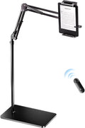 Floor Stand for Kindle with Remote Page Turner, Holder Stand for Reading in Bed with Clicker – for Kindle Paperwhite, Oasis,Tablet, iPhone and More 4.7-11 inch, Black Remote